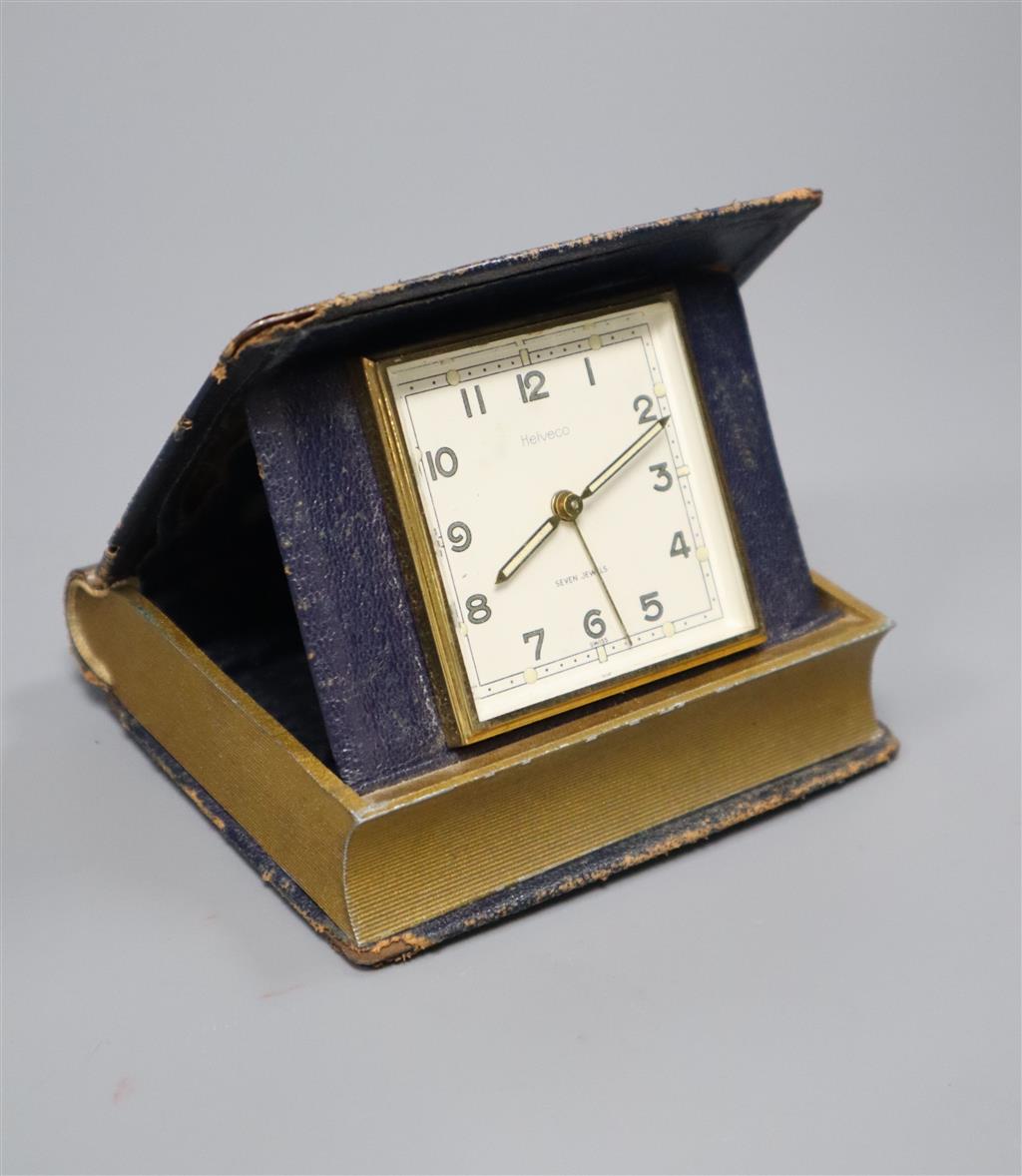 A Helveco travelling novelty timepiece, length 10.5cm